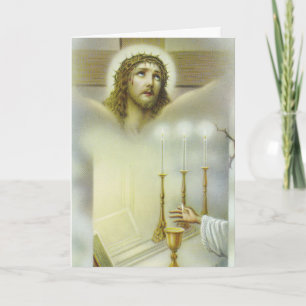 Crucifix Mass Offering Chalice Kerzen Priester Feiertagskarte