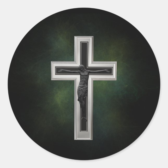 Crucifix Runder Aufkleber (Vorderseite)