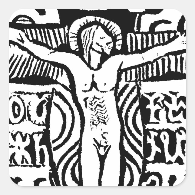 Crucifix-Sticker Quadratischer Aufkleber (Vorderseite)