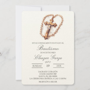 Crucifix Taufe in spanischer Einladung