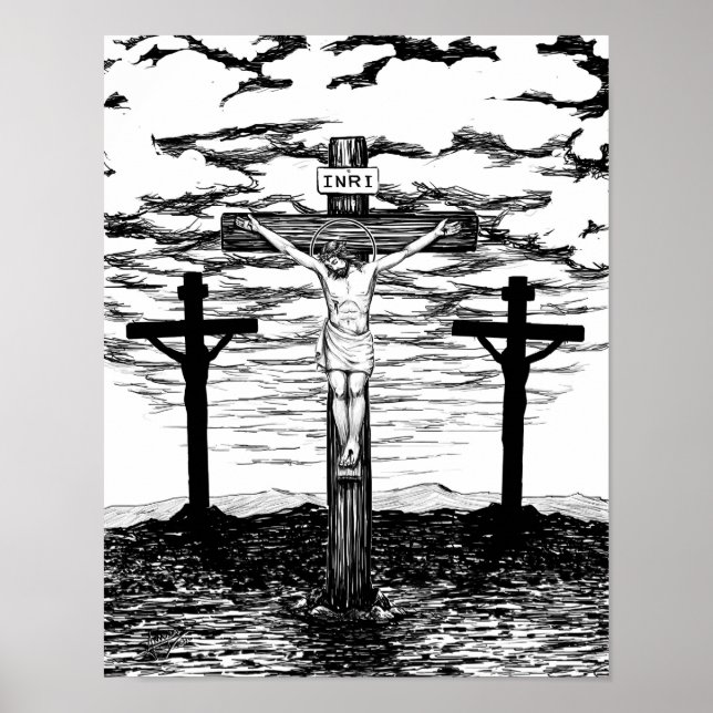 Crucifixation Illustration von Amanda Diehl Poster (Vorne)