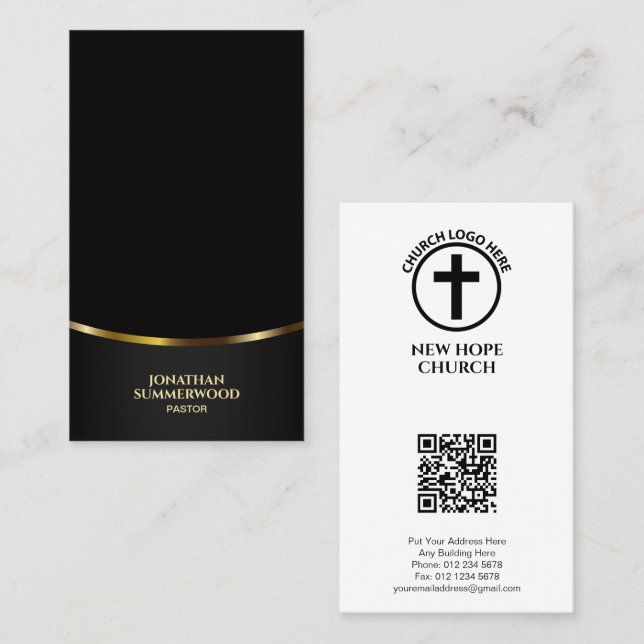 Crucifixe Christliche Pfarrgemeinde Gold Akzent Visitenkarte (Vorne/Hinten)