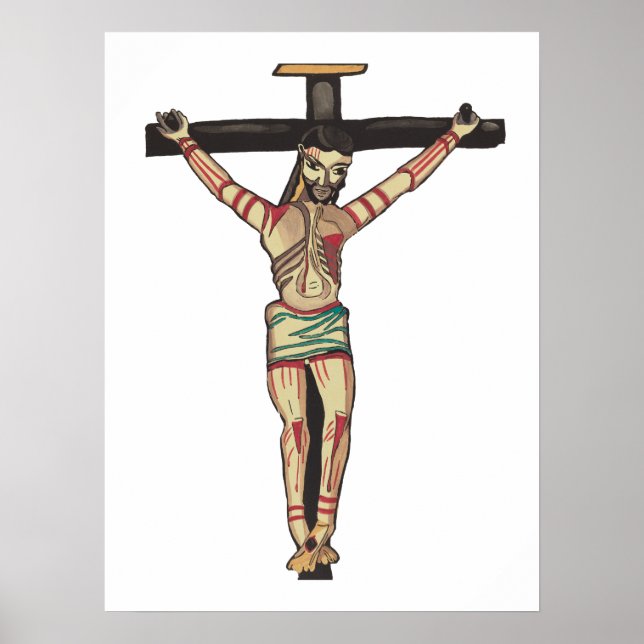 Crucifixe Jesus Christus Cross Wasserfarbe Kunst Poster (Vorne)