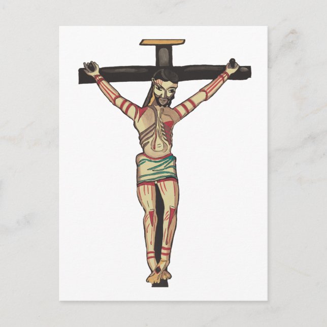 Crucifixe Jesus Christus Cross Wasserfarbe Kunst Postkarte (Vorderseite)
