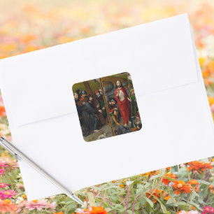 Crucifixe Lent Auferstehung Jesus Christus Ostern Quadratischer Aufkleber