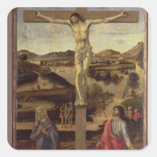 Crucifixion, c.1455 quadratischer aufkleber