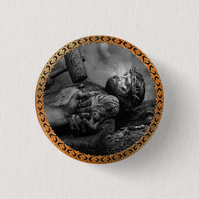 Crucifixion-Szene, die Jesus am Ende seines Lebens Button (Vorderseite)