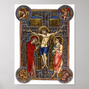 Crucifixion Weingarten Missal 13. Jahrhundert Poster