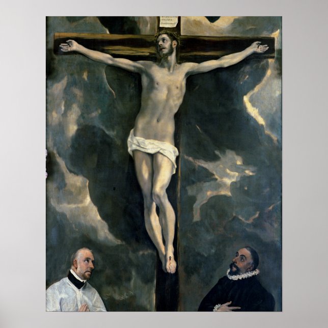 Crucifixion with Two Donors, c.1580 (Öl auf ca. Poster (Vorne)