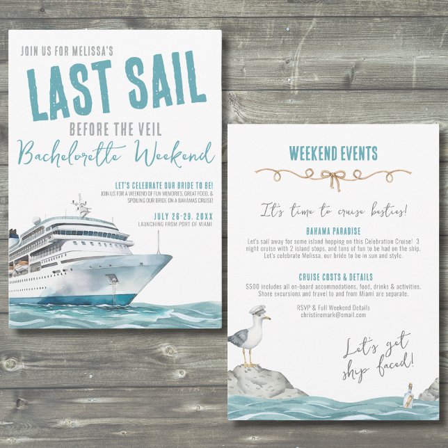 Cruise Bachelorette Einladung (Last Sail Before The Veil Trip Cruise Bachelorette Invitation)