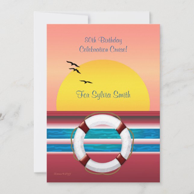 Cruise Birthday Invite - Sunset Design Einladung (Vorderseite)