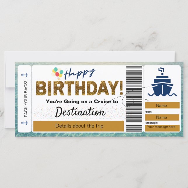 Cruise Boarding Pass Happy Birthday Ticket (Vorderseite)
