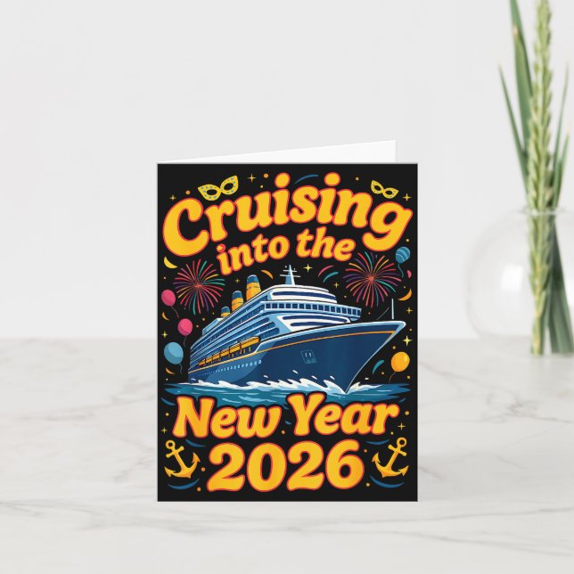 Cruise Into The New Year 2026 Crew Squad Family Ma Karte (Vorderseite)