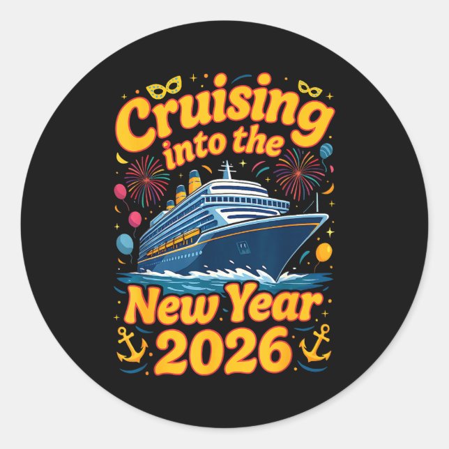 Cruise Into The New Year 2026 Crew Squad Family Ma Runder Aufkleber (Vorderseite)