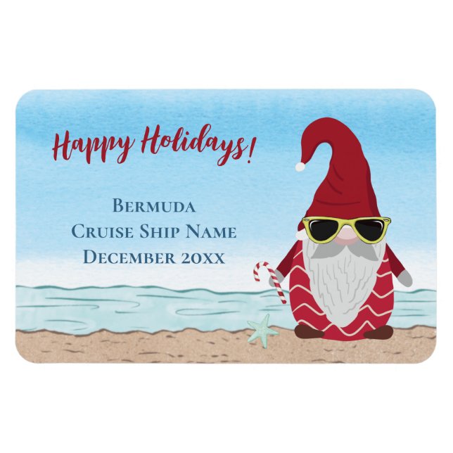 Cruise Island Beach Weihnachtsfeiertag Gnome Kabin Magnet (Horizontal)