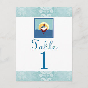 Cruise Party Theme Blue Tischnummer Cards