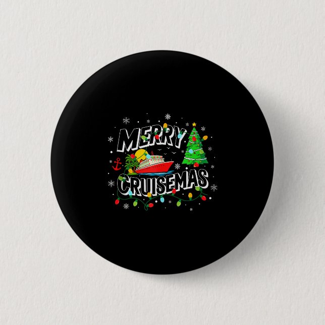 Cruise Ship Cruising Vacation Merry Christmas Ligh Button (Vorderseite)