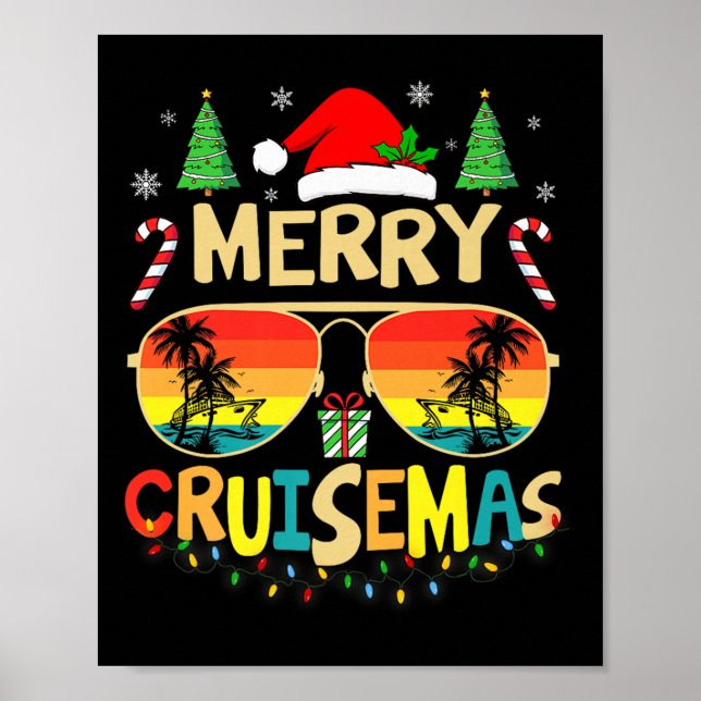 Cruise Ship Merry Christmas Lights Cruising Vacati Poster (Vorne)