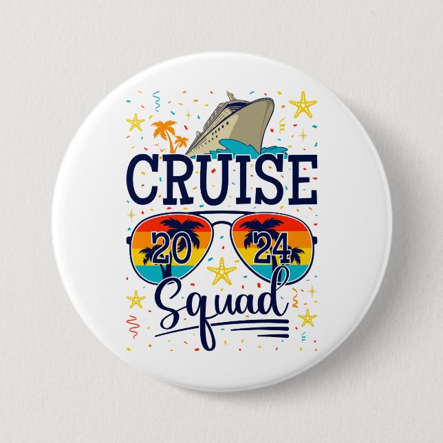 Cruise Squad 2024 Cruising Vacation Round Button (Vorderseite)