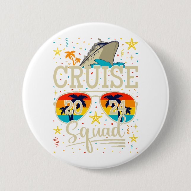 Cruise Squad 2024 Cruising Vacation Round Button (Vorderseite)