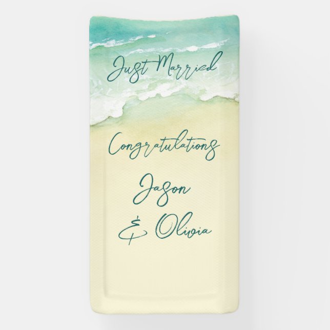 Cruise Tropical Beach Hochzeit Herzlichen Glückwun Banner (Vertikal)