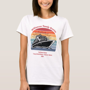 Cruise Vacation Retro Sunset Summer Family Wieders T-Shirt