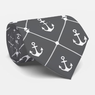 Cruise Wedding Nautical Anchor Muster Grau Krawatte