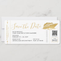 Cruise Wedding Ticket Boarding Pass Gold