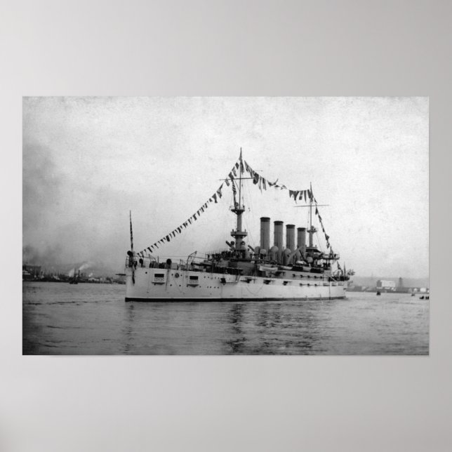 Cruiser Washington in Seattle Harbour verankert Poster (Vorne)