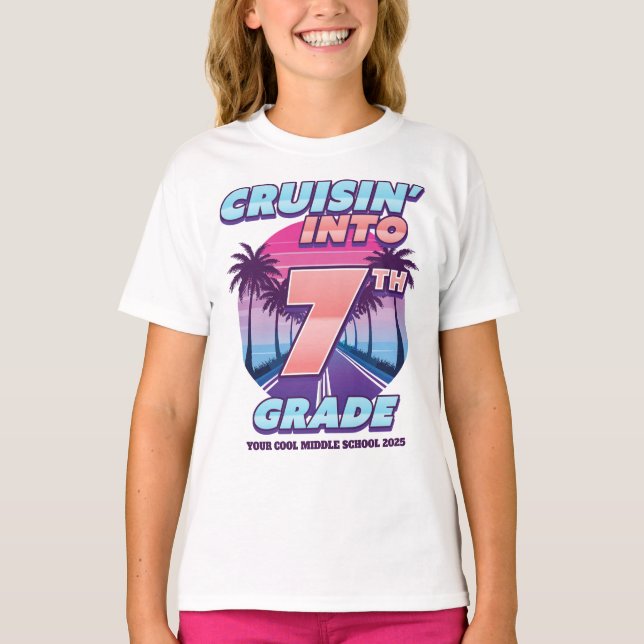 Cruisin’ Back to School 7th Grade Girl's T-Shirt (Vorderseite)