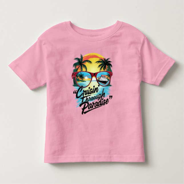 Cruisin’ Through Paradise: Tropical Escape Vibes Kleinkind T-shirt (Vorderseite)