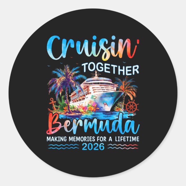 Cruisin' Together Bermuda 2026 Family Vacation Cru Runder Aufkleber (Vorderseite)