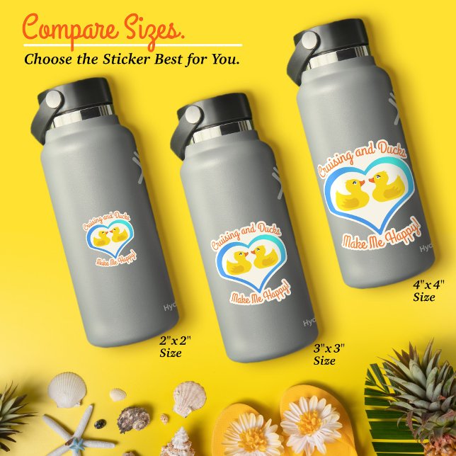 Cruising and Ducks Make Me Happy-Vacation Aufkleber (Cruising and Ducks Make Me Happy–Vacation Waterproof Vinyl Sticker–Choose the Size best for You.)