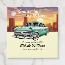 Cruising Classic Retro Car City 50. Geburtstag Geschenkanhänger