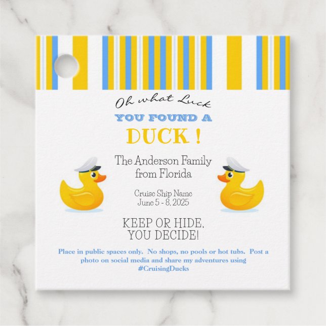 Cruising Duck Geschenkanhänger (Vorderseite)