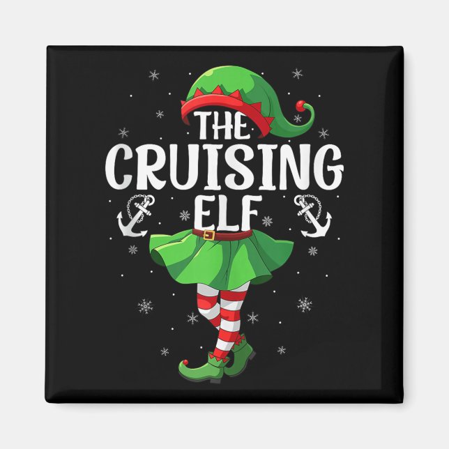 Cruising Elf Christmas Girls Women Elf Squad Xmas  Magnet (Vorne)
