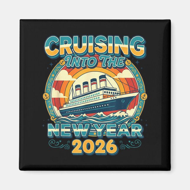 Cruising Into 2026 New Year Eve Celebration Family Magnet (Vorne)