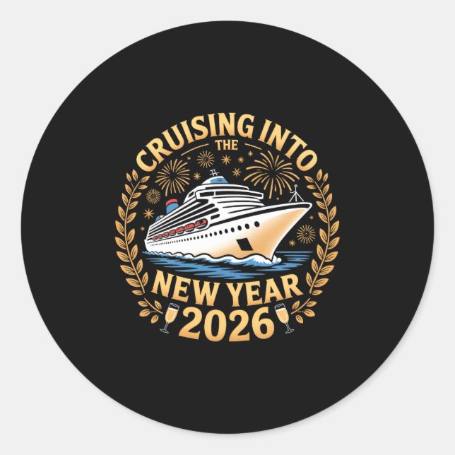 Cruising Into 2026 New Years Eve Party Favors Fami Runder Aufkleber (Vorderseite)