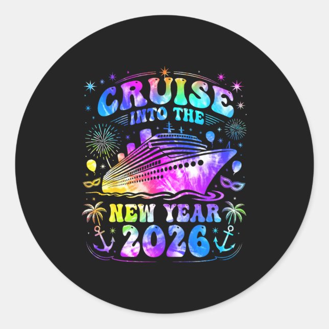 Cruising Into 2026 New Years Eve Party Favors Fami Runder Aufkleber (Vorderseite)