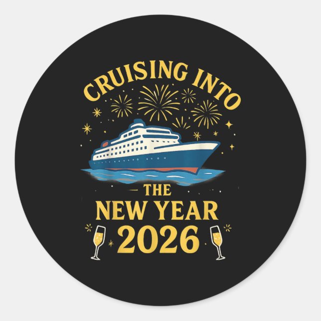 Cruising Into 2026 New Years Eve Party Favors Fami Runder Aufkleber (Vorderseite)