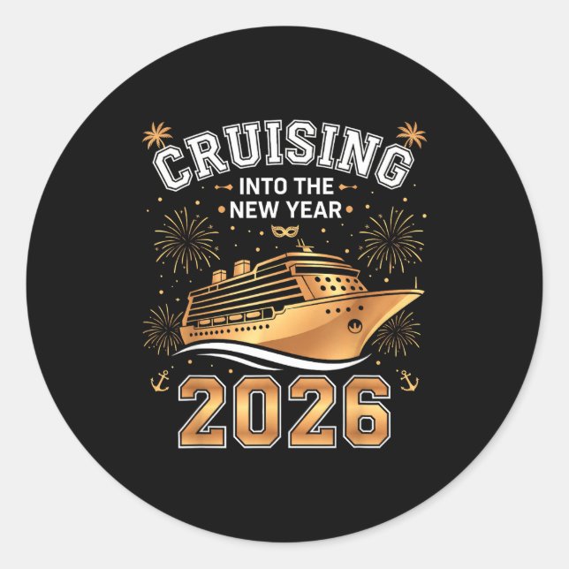 Cruising Into 2026 New Years Eve Party Favors Fami Runder Aufkleber (Vorderseite)