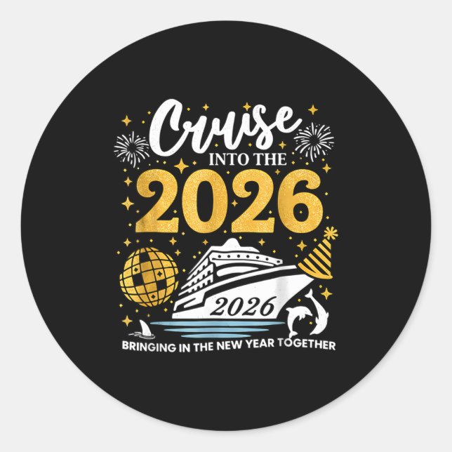 Cruising Into 2026 New Years Eve Party Favors Fami Runder Aufkleber (Vorderseite)