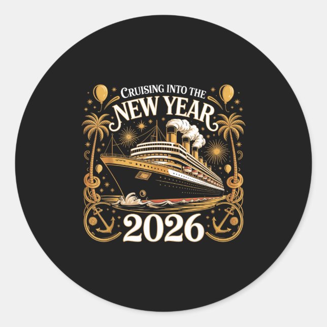 Cruising Into 2026 New Years Eve Party Outfit Fami Runder Aufkleber (Vorderseite)