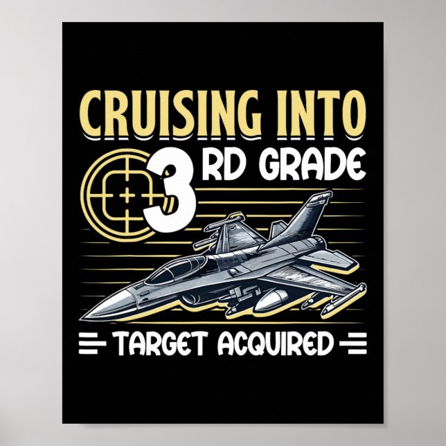 Cruising Into 3rd Grade Jet Fighter First Day Back Poster (Vorne)
