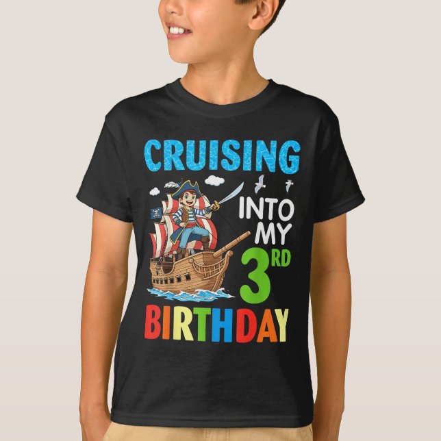 Cruising Into My 3rd Birthday Rate Little Boy 3 Ye T-Shirt (Vorderseite)
