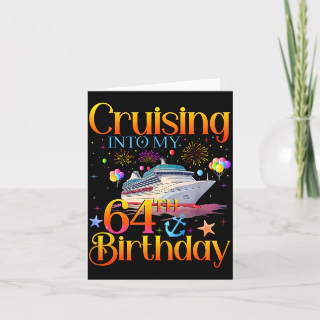 Cruising Into My 64th Birthday Cruise 64 Year Old  Karte (Vorderseite)