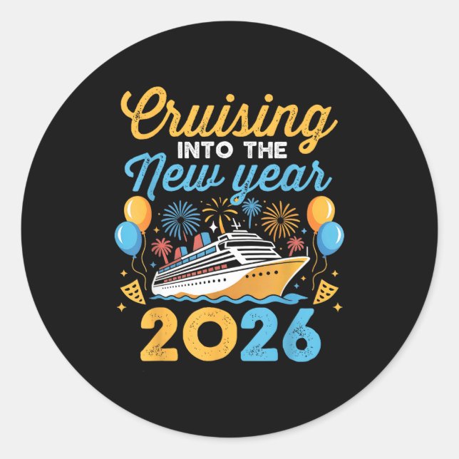 Cruising Into The New Year 2026 Family Cruise Cele Runder Aufkleber (Vorderseite)
