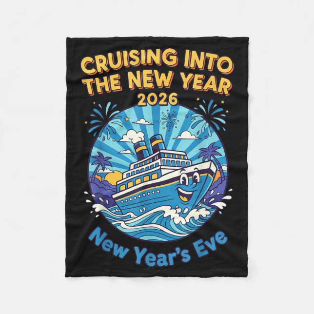 Cruising Into The New Year 2026 Fun New Year's Eve Fleecedecke (Vorderseite)