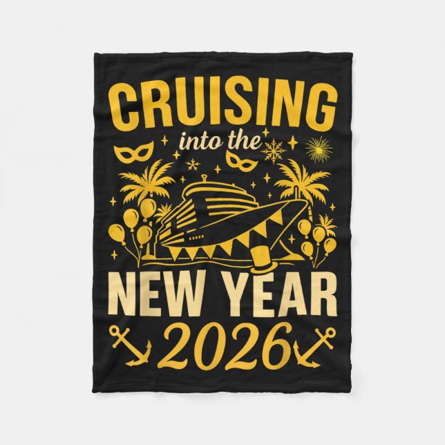 Cruising Into The New Year 2026 Happy New Year 202 Fleecedecke (Vorderseite)