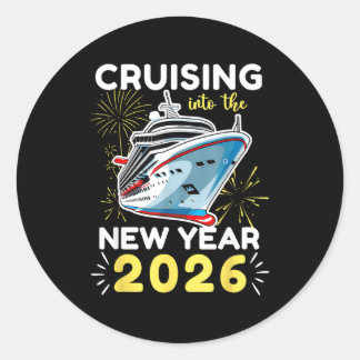 Cruising Into The New Year 2026 Runder Aufkleber